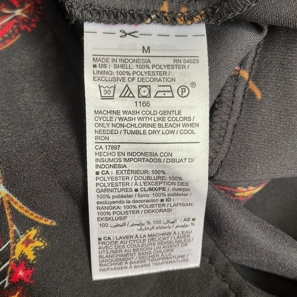 Old Navy Dark Romantic Floral Boho Dress with Tassel Neckline Medium Tiered - Picture 11 of 12